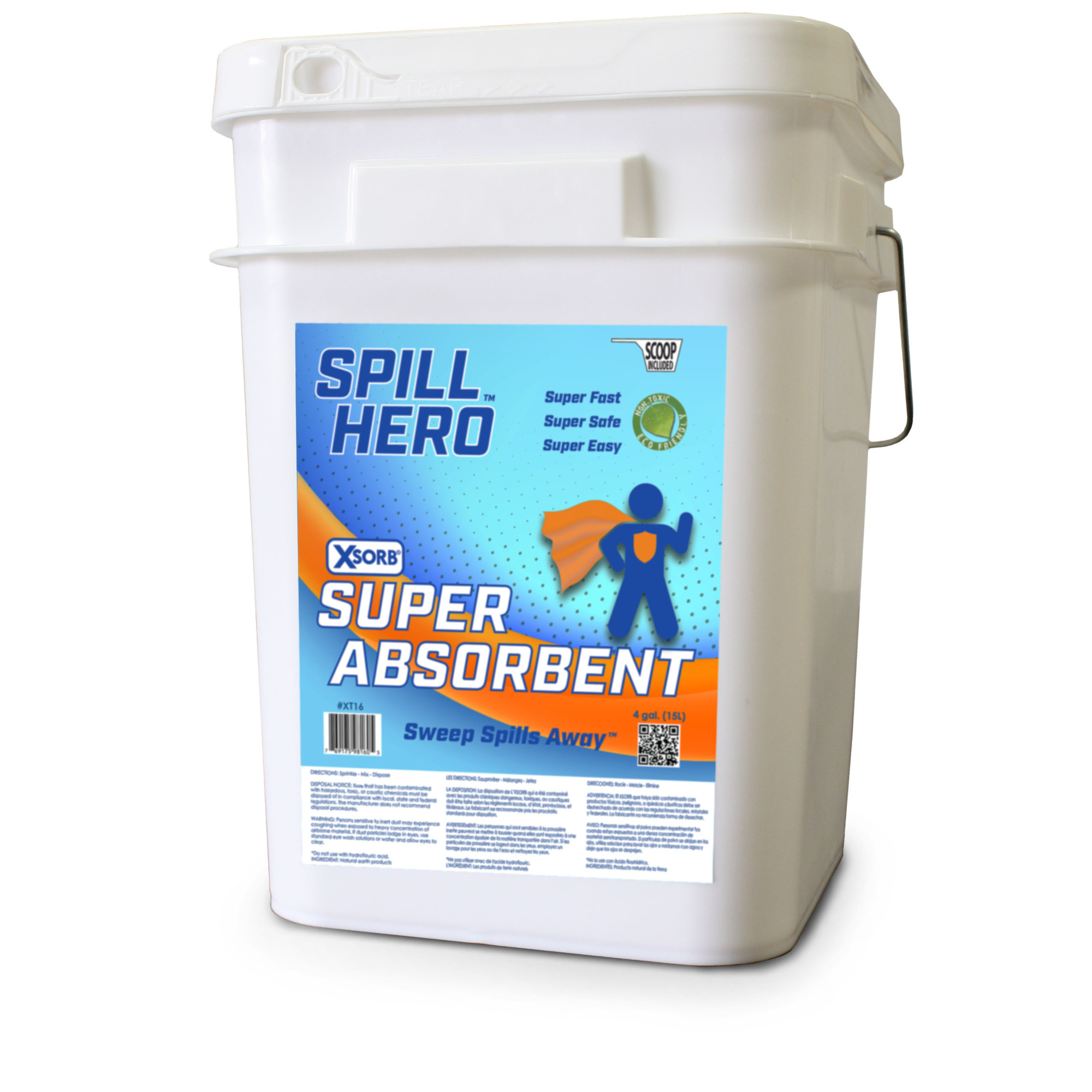 Spill Hero Universal Absorbent in 4 gal Pail, XT16